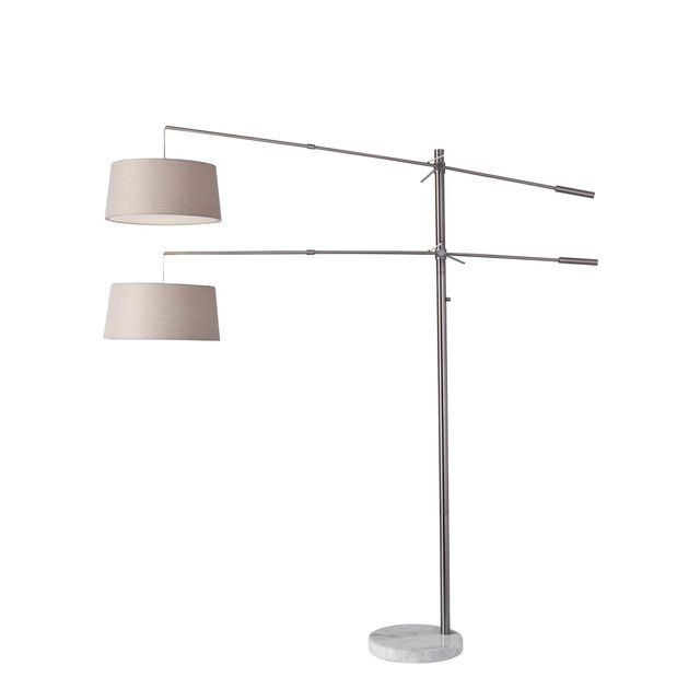 Adesso® Manhattan Brushed Steel 2-Arm Arc Lamp-0