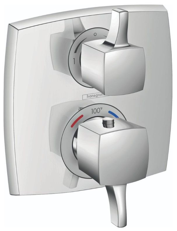 Hansgrohe Ecostat Classic Chrome Thermostatic Trim with Volume Control and Square Diverter-0