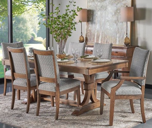 Urban Collections by Yutzy Woodworking Harper Cappuccino/Retreat White Oak 72”x72” Double Pedestal Dining Table-1