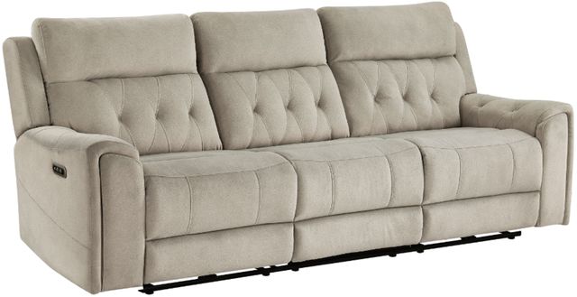 Homelegance® Celeste Taupe Double Power Reclining Sofa with Power Headrests-0