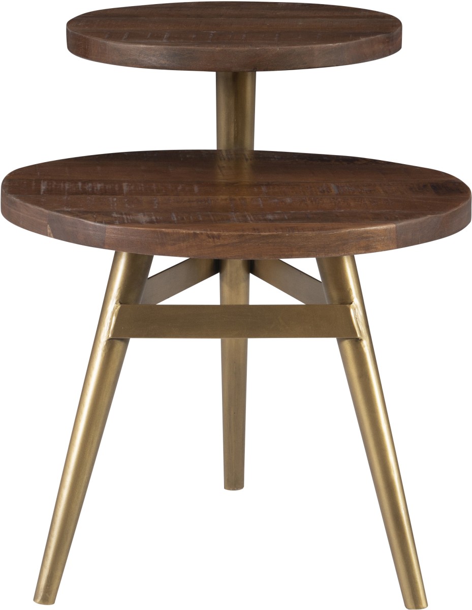 Powell Collis Natural Two Tiered Side Table with Muted Gold Base Hoelscher s Fine Furniture Appliances Electronics Floresville and Pleasanton TX