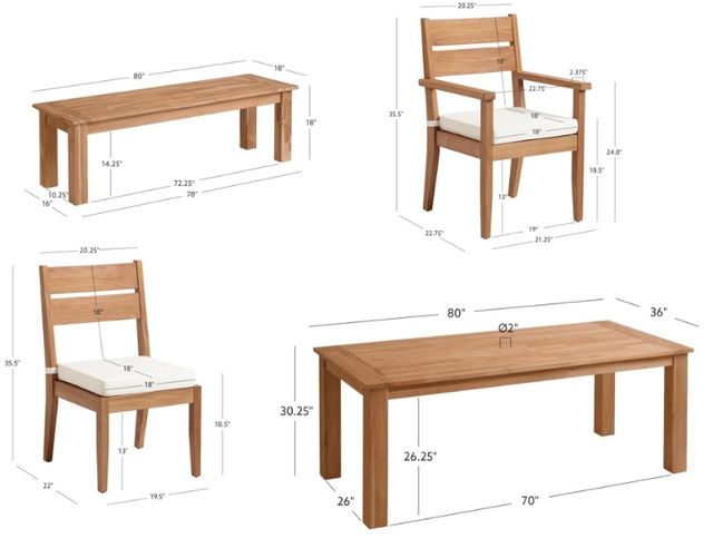 Linon Cannon 6-Piece Natural Wooden Outdoor Dinig Set-2