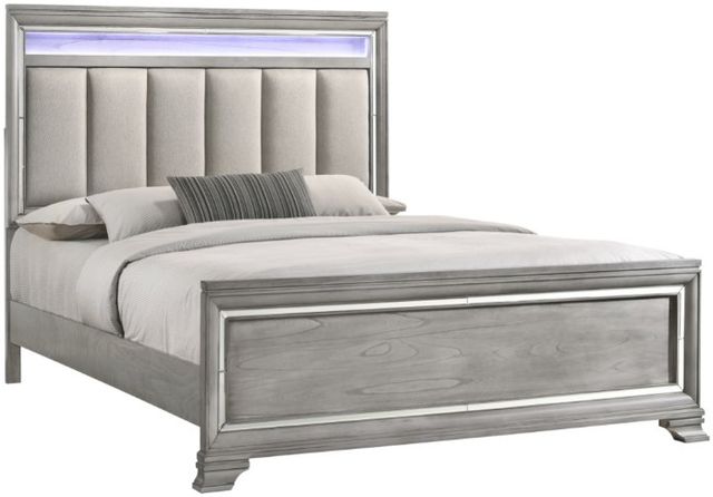 Crown Mark Vail Gray King Upholstered Panel Bed-1