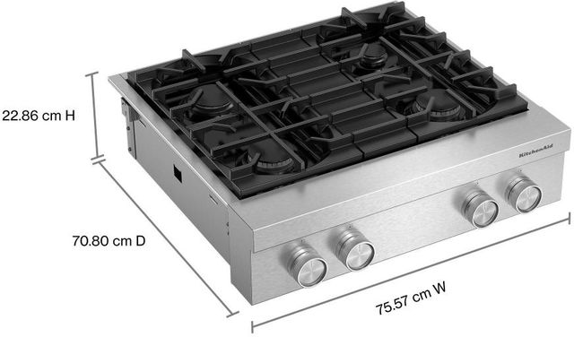 KitchenAid® 30" Stainless Steel Commercial-Style Gas Rangetop-4