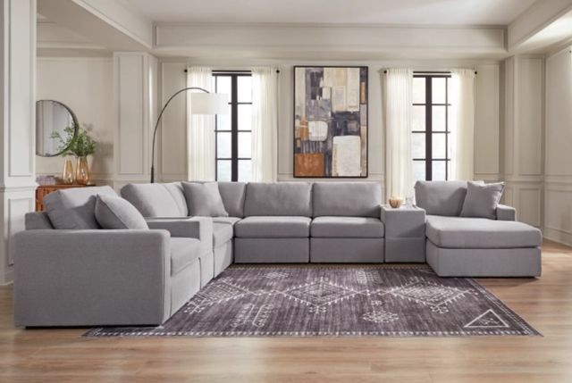 Signature Design by Ashley® Modmax 8-Piece Granite Right-Arm Facing Sectional with Chaise and Storage Console-1