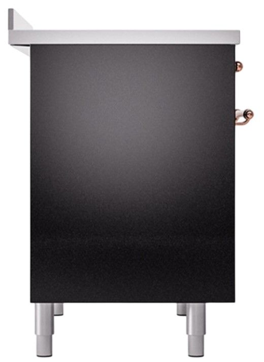 Ilve® Nostalgie II Noblesse 40'' Glossy Black Pro Style Induction Range with Copper Trim-2