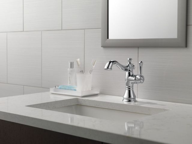 Delta Cassidy® Chrome Single Handle Bathroom Faucet with Drain-2