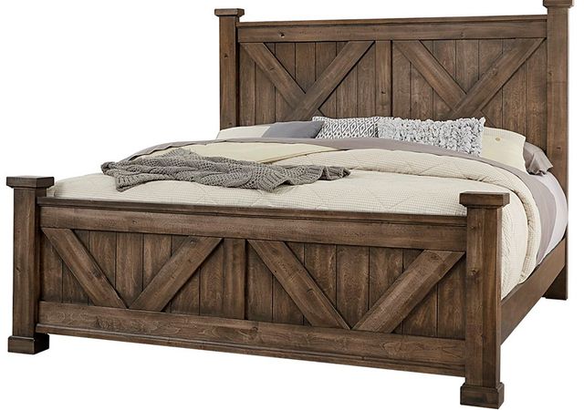 Vaughan Bassett Artisan & Post Collection Cool Rustic Mink X Queen Poster Bed-0