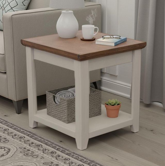 Legends Home Ithaca Bourbon End Table with Sandstone Base-1