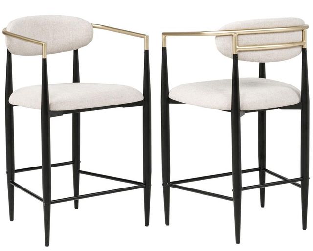 Coaster® Tina 2-Piece Beige/Black Upholstered Counter Stool Set-0