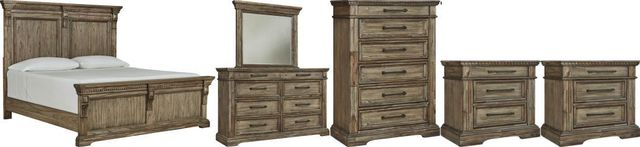 Signature Design by Ashley® Markenburg 6-Piece Brown King Panel Bed Set-0