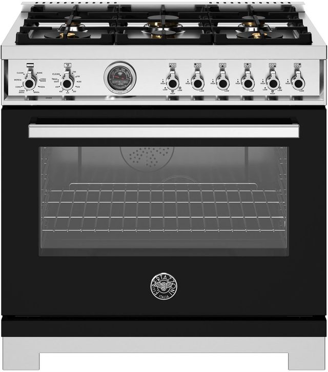 Bertazzoni Professional Series 36" Nero Pro Style Dual Fuel Range-0