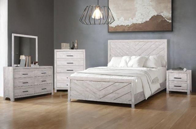 New Classic® Home Furnishings Biscayne 4-Piece Driftwood Eastern King Panel Bedroom Set-1