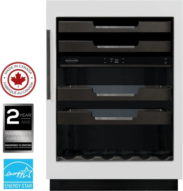 Marathon M4 Series 24” 5.3 Cu. Ft. Black Stainless Steel Built-In Dual Zone Wine Cooler-1