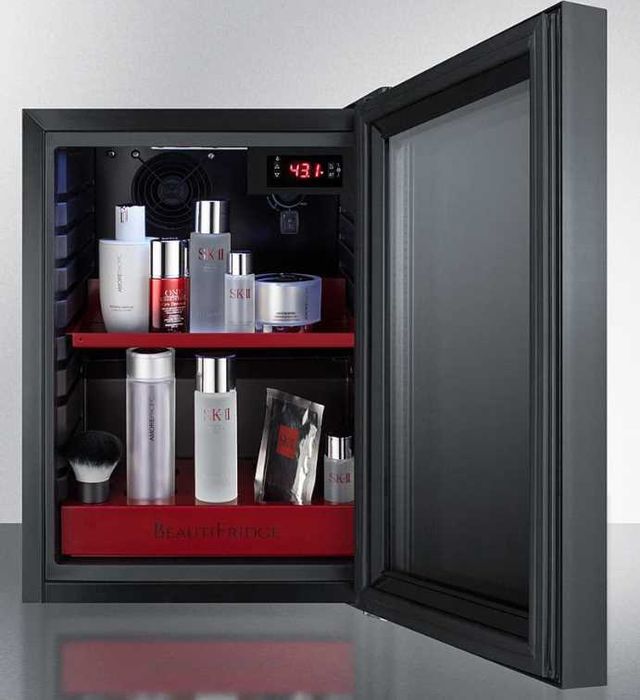 Summit® Black 14" Beautifridge Commercial Cosmetics Refrigerator with Red Lights-3