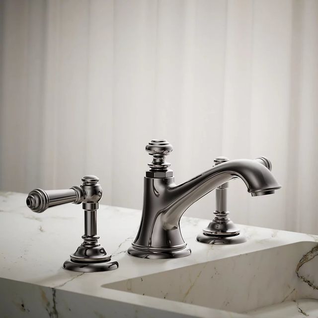 KOHLER® Artifacts® with Bell Design Vibrant Titanium Bathroom Sink Faucet Spout-3