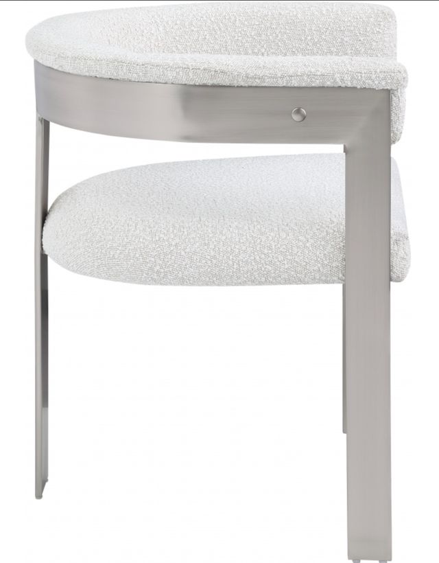Meridian Furniture Romeo Cream/Chrome Boucle Upholstered Dining Chair-2