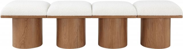 Meridian Furniture Pavilion 4-Piece Cream/Walnut 62" Modular Bench Set-2