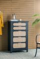 A & B Home Moskal Black Tall Chest with Five Rattan Drawers-4
