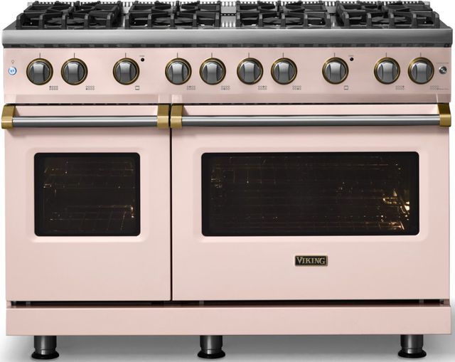 Viking® 5 Series 48" Blush Pro Style Gas (LP) Range with Brushed Brass Trim-3
