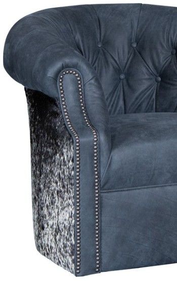 Mayo Furniture Customizable 36" Leather and Hair on Hide Swivel Chair-1