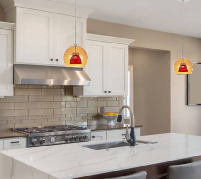 Cal® Lighting & Accessories Amber/Red Mini Pendant-2