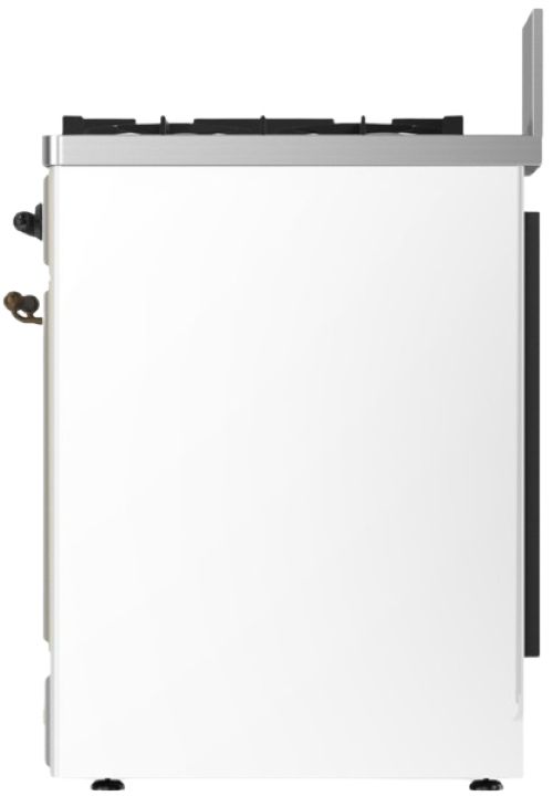 Ilve® Majestic III 30" White Pro Style Dual Fuel Liquid Propane Range with 5 Black Brass Burners and Burnished Trim-2