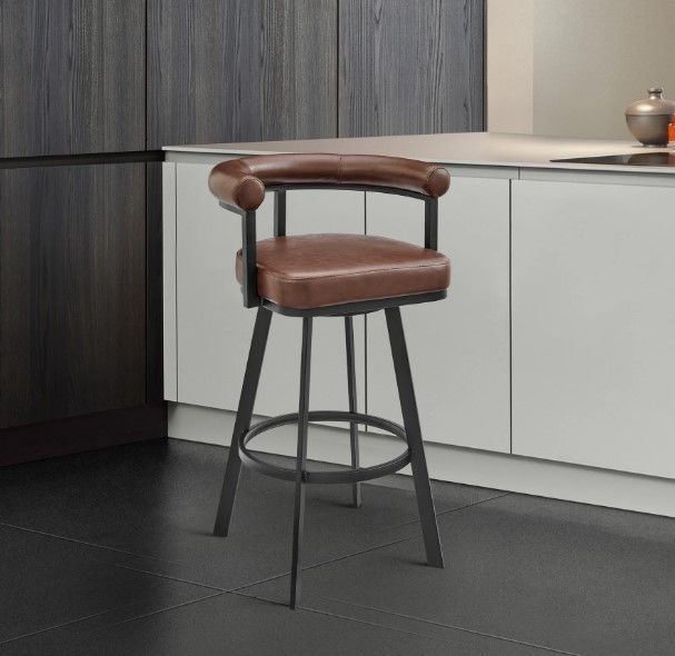 Armen Living Magnolia Black/Brown 26'' Counter Stool-1