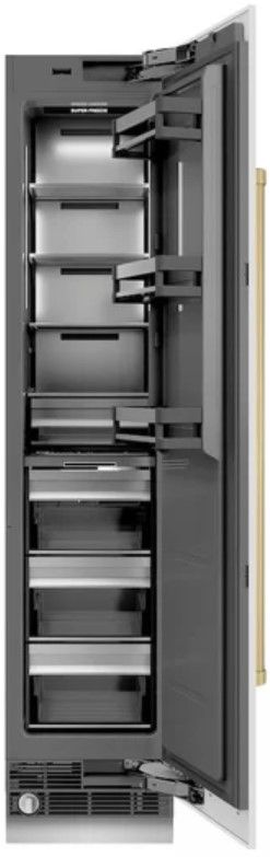 ZLINE Autograph Edition 18 in. 8.6 Cu. Ft. Right Hinge Column Freezer in White Matte with Graphite Gray Interior and Champagne Bronze Accents-1