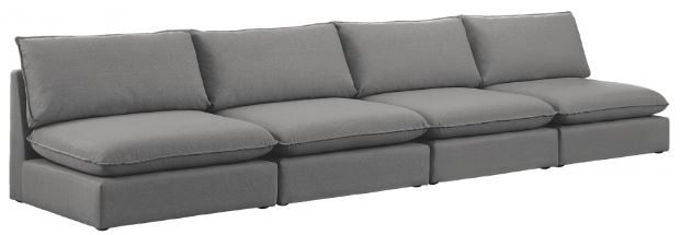 Meridian Furniture Mackenzie Grey 160" Linen Fabric Armless Modular Sofa-0