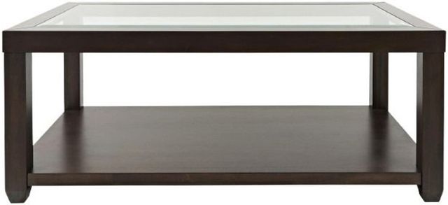 Jofran Inc. Urban Icon Glass Top Coffee Table with Merlot Base-2