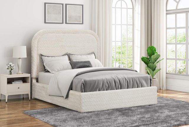 Albany Industries Beckham Doodle Ivory Queen Upholstered Panel Bed-1