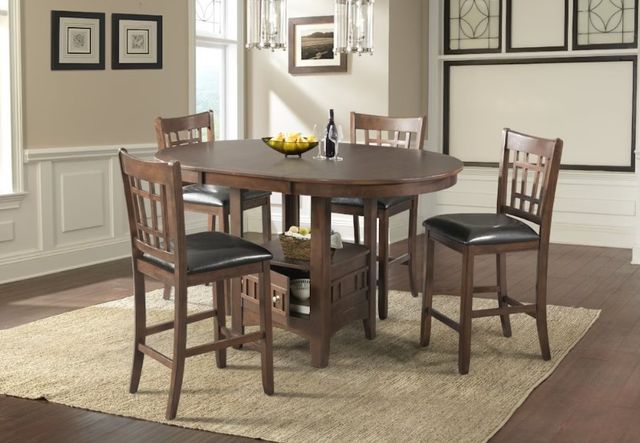 Elements International Max 5-Piece Cherry Round Pub Dining Set-3