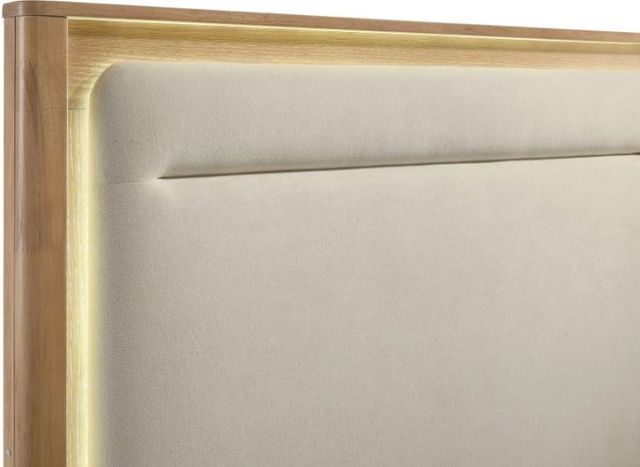 Coaster® Leanne Light Oak/Off White Queen Upholstered Panel Bed with LED-3