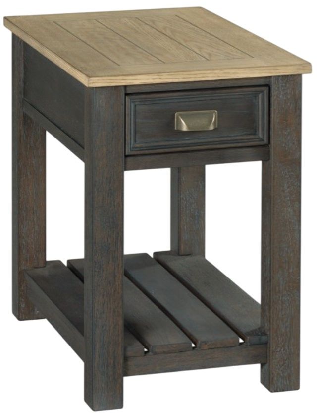 England Furniture Lyle Creek Brown Rectangular Chairside Table with Black Base-0