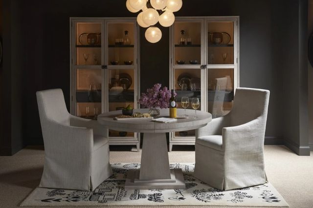Universal Explore Home™ Coalesce Rasmus Rolling Fog Extendable Round Dining Table-1