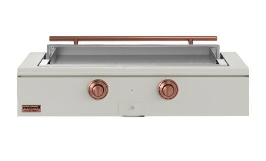 Caliber™ Rockwell Social 48" Antique White Built-In Liquid Propane Outdoor Griddle with Copper Hardware-0