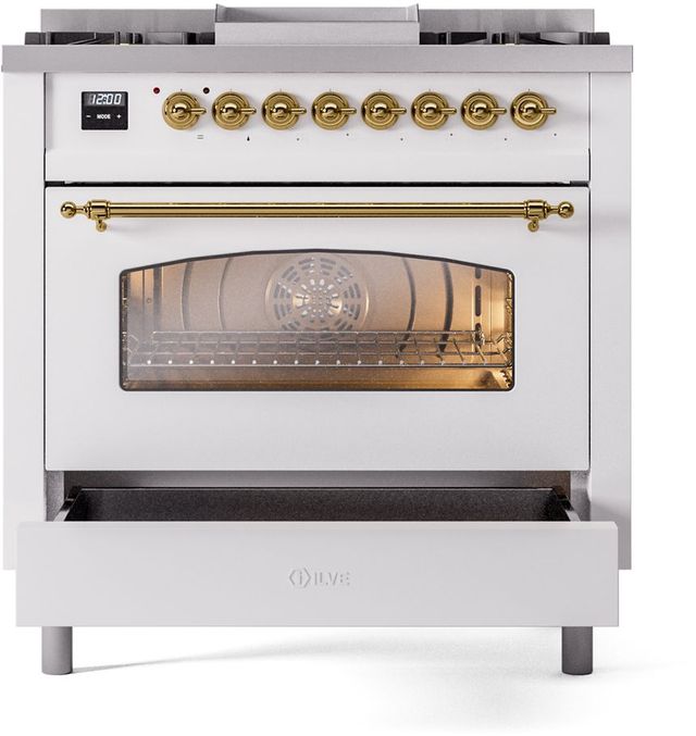 Ilve® Nostalgie II Series 36" Custom RAL Color Pro Style Dual Fuel Range-3