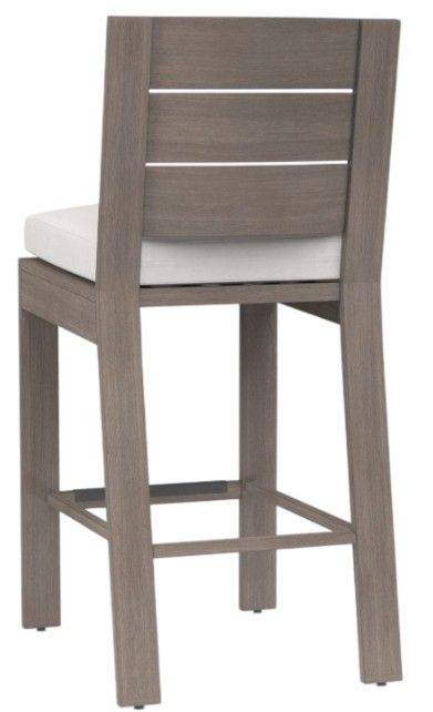 Sunset West Laguna Driftwood Aluminum Outdoor Counter Stool with Canvas Flax Cushion-2