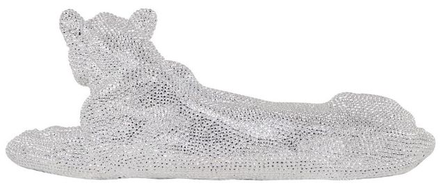 Deco Marche U Select Silver Polystone Leopard Floor Decorative Sculpture-1