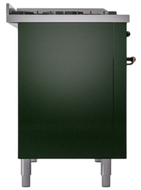 Ilve® Nostalgie II Noblesse 48'' Emerald Green Pro Style Dual Fuel Range with Burnished Trim-2