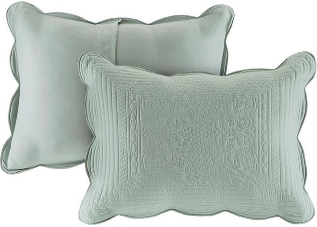 Olliix by Madison Park 3 Piece Seafoam King/California King Tuscany Reversible Scalloped Edge Coverlet Set-1