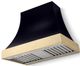 La Cornue CornuFé Cascade 36" Matte Black Wall Mounted Range Hood with Polished Brass Trim-0