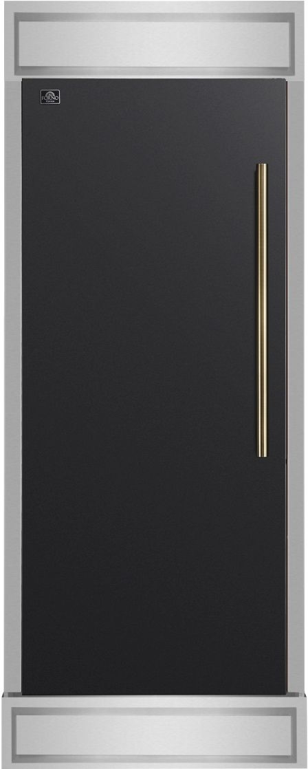 FORNO® Maderno Espresso 32" 13.6 Cu. Ft. Black Freezer Convertible Built-In Column Refrigerator with Antique Brass Handles-0