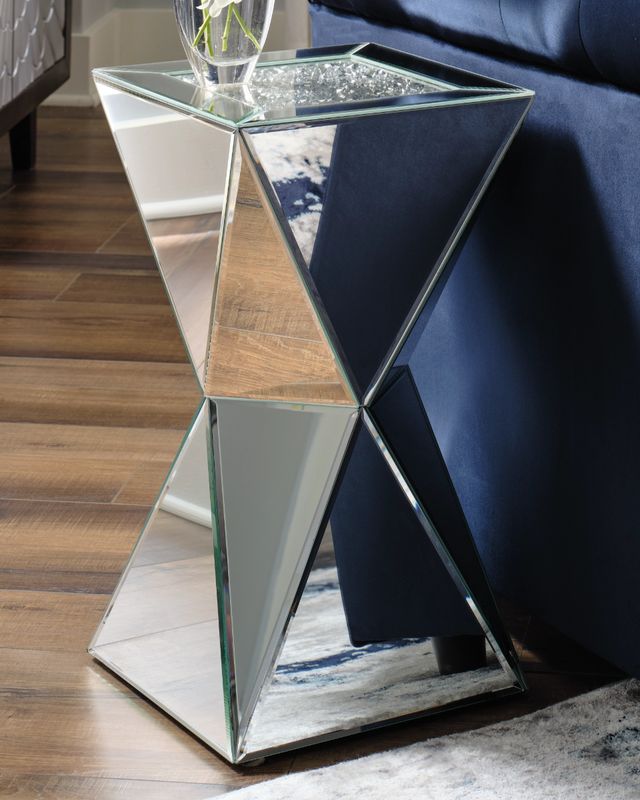 Signature Design by Ashley® Gillrock Mirror Glass Top Accent Table with Silver Base-4