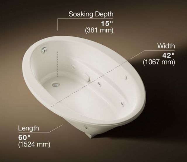 KOHLER® Sunward® Biscuit 60" x 42" Drop-In/Undermount Whirlpool Bath-2