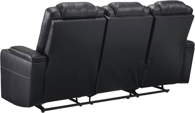 Signature Design by Ashley® Center Point Black Reclining Sofa with Drop Down Table-2