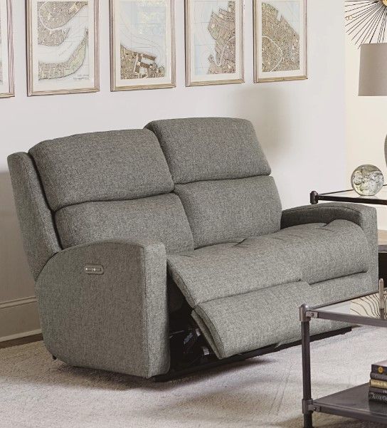 Flexsteel® Customizable Catalina Fabric Power Reclining Loveseat with Power Headrests-1