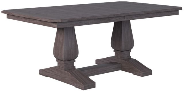 Country View Woodworking Customizable Lenox 48" Hickory Top Dining Table with 4-Leaves and Brown Maple Base-0