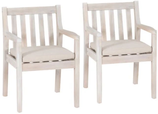 Linon Svana 2-Piece Beige/Natural Fabric/Wood Outdoor Dining Chair Set-0